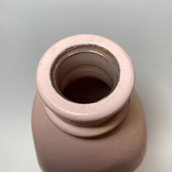 Hand Painted Milk Bottle Vase Pink Wood Cabin Farmhouse Decor Floral - Picture 8 of 9